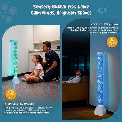 Bubble Tube Floor Lamp – Works with Various Controllers, Color-Changing Aquarium Mood Light for Visual Stimulation & Relaxation in Home, Sensory Rooms & Therapy Clinics (3.5FT Bubble Lamp)