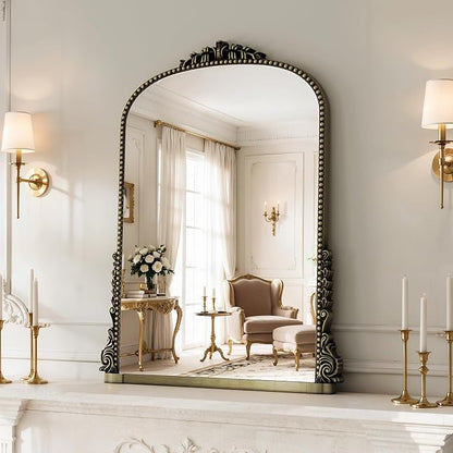 Vintage Bronze Ornate Baroque Mirror - 24"x32" French Antique Mirror - Traditional Decorative Wall Mounted Arched Mirrors for Entryway, Fireplace, Living Room, Hallway or Wall Decor, HD Tempered Glass