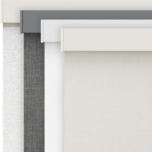 AOSKY Linen Roller Blinds Shades for Indoor Windows Pull Down Cordless Blackout Black Out Window Shade 32 Inch Blinds for Home Beige