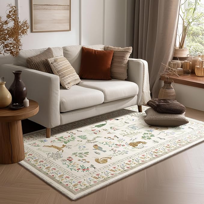 3x5 Washable Area Rugs for Entryway: Small Throw Rugs Stain Resistant Non Slip Low Pile Soft Faux Wool Lightweight Indoor Entry Rug for Bedroom Living Room Kitchen Bathroom Laundry Room Home Office