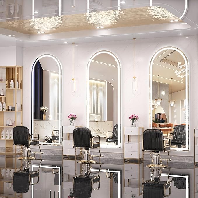 Hasipu 83" X 36" Full Length Mirror with Lights, White Frame Arch Led Mirror Full Length and 3 Colors Temperatures & Brightness Adjustable,Light Up Mirror Full Body for Bedroom Cloakroom Living Room