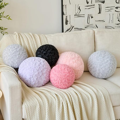Ball Pillow, Decorative Round Pillow for Couch n, Circle Throw Pillows, Perfect Ball Pillows for Couch, Stylish Decorative Pillows, Versatile Round Throw Pillow (Black, Mini-8.6 Inches)