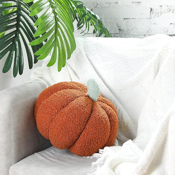 Namalu 3 Pcs Pumpkin Pillows 3D Throw Cushion Soft Sofa Pillows Stuffed Pumpkin Decoration for Fall Thanksgiving Winter Home Living Room(11.81 Inch,White, Brown, Yellow)