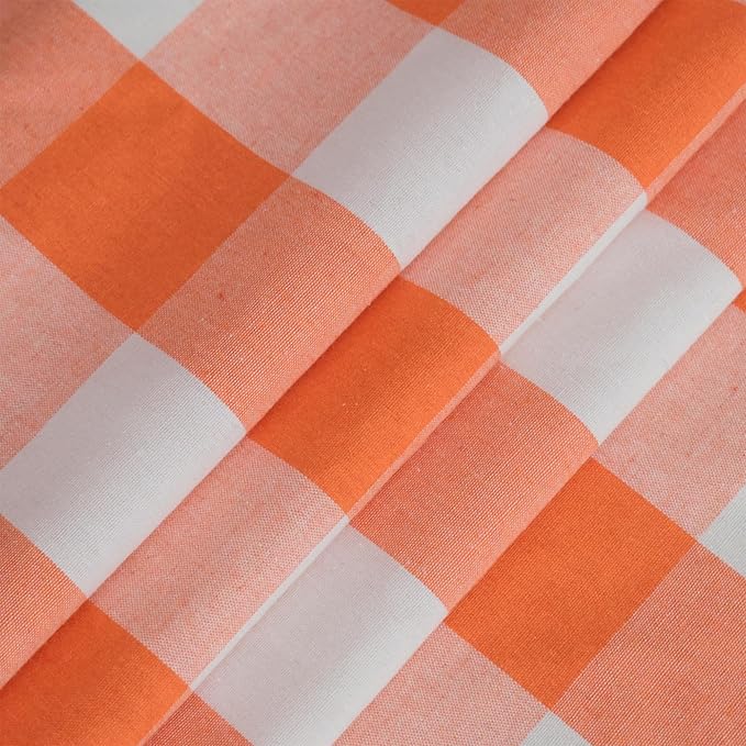 3 Pieces Tier Curtains and Valance Set Buffalo Check Kitchen Tiers Plaid Gingham Grommet Top Classic Short Small Cafe Curtains Country Farmhouse Cafe Bathroom 54"x18"/32"x30" Orange & White