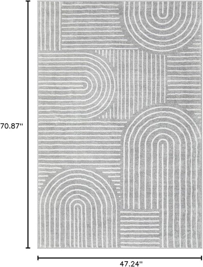 Lahome Abstract Washable Rugs, Soft Area Rugs 4x6 Non-Slip Grey Rug for Bedroom Entryway, Ultra-Thin Living Room Rugs Modern Throw Carpet for Nursery Kitchen Darrell (4'x6',Gray)