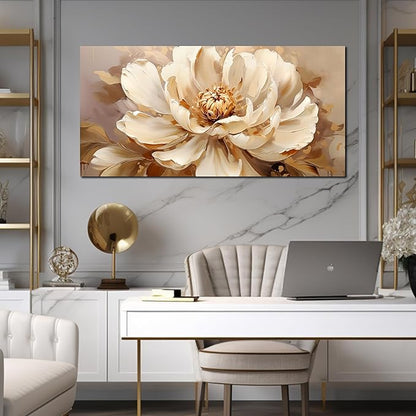 Large Flower Canvas Wall Art for Bedroom Women,White Floral Wall Decor for Living Room 29 x 59 Inch