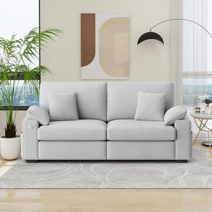 76" Modern Loveseat Couches for Living Room, Comfy Loveseat Sofa with Deep Seat Couch, USB/Type-C Port, Side Storage, Removable Cover, Small Couches for Living Room, Light Grey