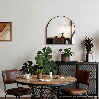 CIRCUMI Arched Wall Mirror, 20"x20" Black Arched Mirror with Tempered Glass, Metal Frame, Large Size for Entryway Table, Mantel,Living Room,Over Sink,Arch Mirror for Decor,Shatterproof&Crystal-Clear