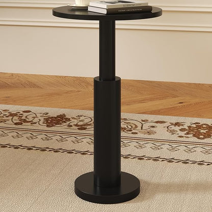 LAATOOREE Small Round Side Tables Set of 2, Drink Tables, Accent Coffee Tables, Pedestal End Tables with Thick Solid Wood Legs for Living Room,Sofa Couch,Small Spaces,Bedroom (2, Black)