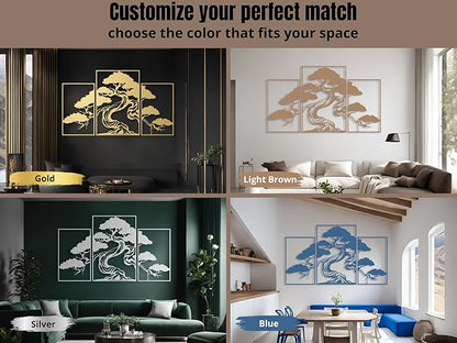 Vailla Tree of Life Wall Art Decor Set of 3 Wall Hanging Sculpture Modern Wall Home Decoration 3D Textured Sculptures for Living Room Bedroom Office Dinnig Room 3 Panels Family Tree Wall Hangings