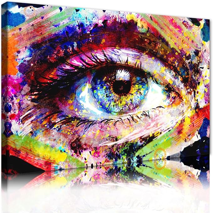 Yatsen Bridge Street Graffiti Pop Wall Art Eye Graffiti Poster Colorful Eye Street Art Modern Home Decor for Living Room Bedroom Office Ready to Hang 12x16 inch