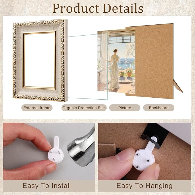10-Pack Vintage Picture Frames Set - Ornate Antique-Style Wall & Tabletop Photo Frames for Gallery, Bedroom, Living Room Decor, No Photos Included (Vintage)