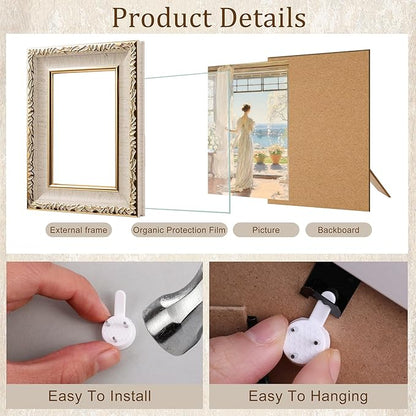 10-Pack Vintage Picture Frames Set - Ornate Antique-Style Wall & Tabletop Photo Frames for Gallery, Bedroom, Living Room Decor, No Photos Included (Vintage)