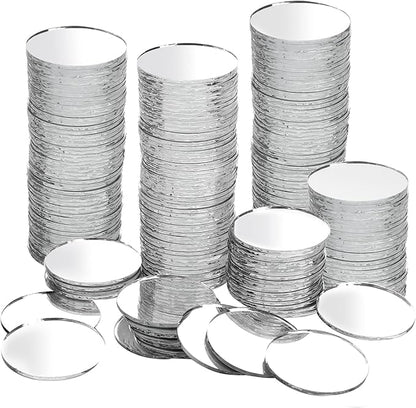 Youeon 200pcs Small Round Glass Mirrors, 1 Inch Round Mirror for Cafts, Mini Circle Mosaic Mirror Tiles for DIY Projects, Traveling, Framing, Decoration