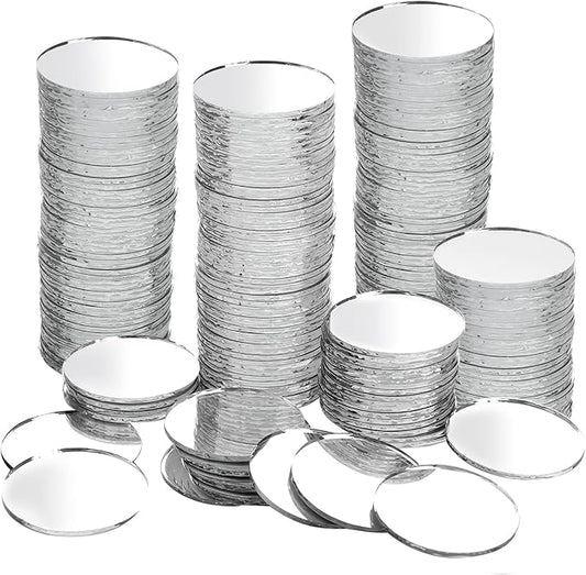 Youeon 200pcs Small Round Glass Mirrors, 1 Inch Round Mirror for Cafts, Mini Circle Mosaic Mirror Tiles for DIY Projects, Traveling, Framing, Decoration