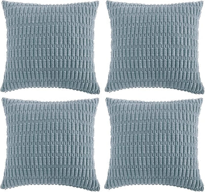 Fancy Homi 4 Packs Decorative Throw Pillow Covers for Living Room Couch Bed, Modern Farmhouse Boho Home Décor Accent Cushion Case, 24" x 24", Light Blue