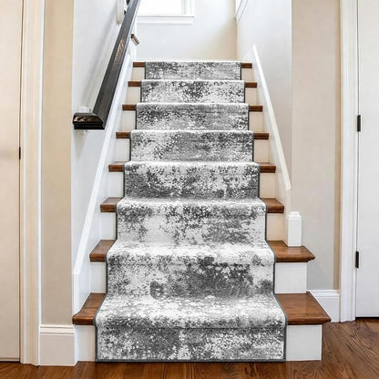 12 FT Extra Long Runner Rug for Hallway Washable, 2.6x12 Large Kitchen Floor Runners Non Slip, Entryway Runner Carpet Low Pile Stain & Fade Resistant, Abstract Gray