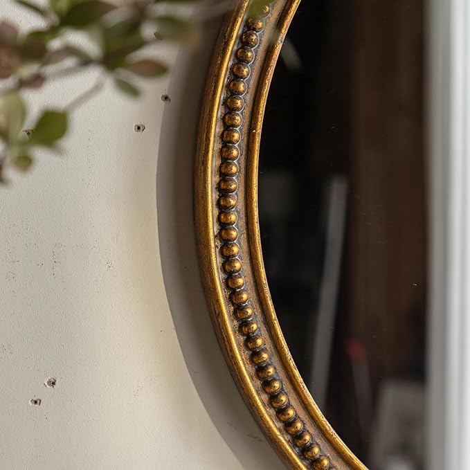 ZIYOO Vintage Ornate Oval Wall Mirror, Baroque Gold Framed Decorative Mirror, Ornate Antique Accent Mirror for Living Room, Bedroom, Entryway, Vanity 26"x31"