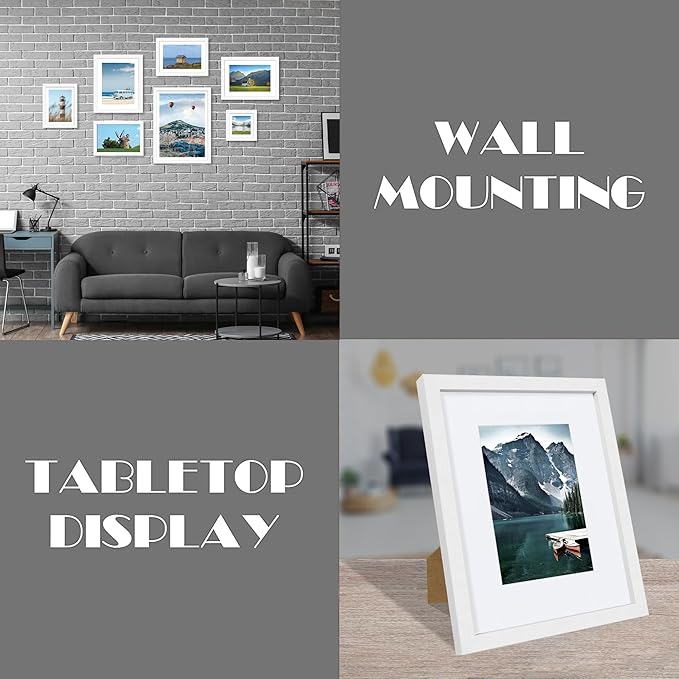 Hongkee 10x14 Picture Frame Set of 3 - Made of Real Glass and White Wooden Frame, 30 x40 Diamond Frame for Wall or Tabletop Display