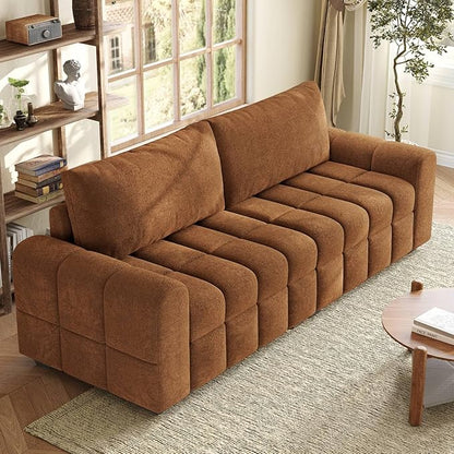 ONBRILL 82" Loveseat Sofa, Modern Chenille Sofa Couch for Living Room, Pull Point Seat Cushion, Easy Assembly, Comfy Love Seat for Small Spaces, Bedroom, Apartment, Orange