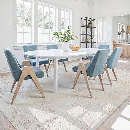 5x7 Area Rugs for Living Room Washable Rug: Anti-Skid Abstract Modern Living Room Rug Soft Thin Carpets Indoor Floor Non-Shedding Carpet for Bedroom Dining Farmhouse Nursery Beige White