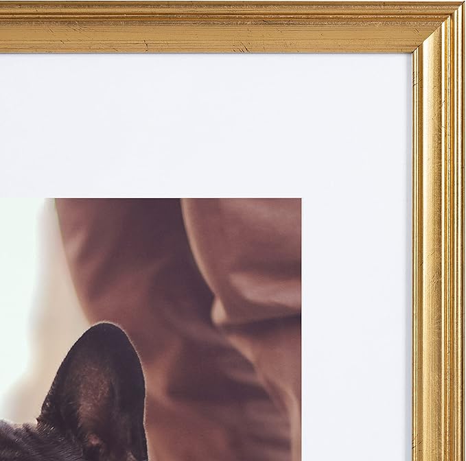 Kate and Laurel Adlynn Wall Picture Frame Set, 16" x 20" matted to 8" x 10", Gold, Set of 3