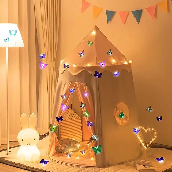3D LED Butterfly Night Lights, 20Pcs Single and Double Butterfly Decoration Light, Glowing Flash Wall Stickers Light for Bedroom, Garden, Backyard, Party, Lawn, Living Room Decor