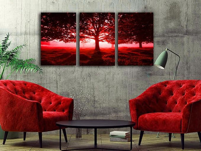 EPHANY Red Trees Canvas Wall Art Art - Red Tree Painting 3 piece/set Framed Wall Picture Canvas Print Framed Picture Painting for Room Home Decorations (A-3pcs,12"x16"x3pcs)