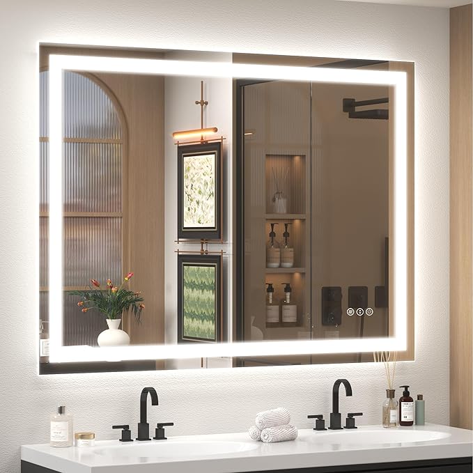 48x36 Inch LED Bathroom Mirror for Wall, Dimmable Vanity Mirror with Lights, Backlit and Front Lighted Mirror for Wall, Anti-Fog, Memory, Shatter-Proof