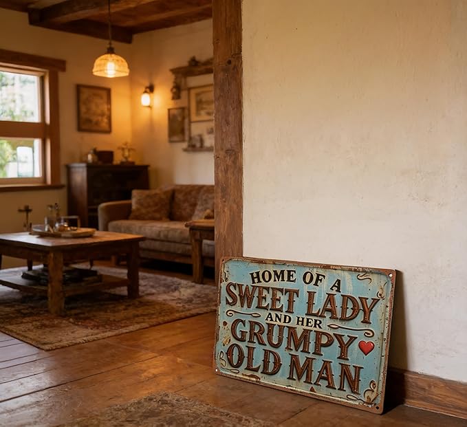 Vintage patio Metal Signs Sweet Lady Grumpy Old Man Tin Sign Vintage Farmhouse Metal Sign Decor Retro Rusticfor Tin Signs Farmhouse Home Kitchen Farm Garden 8x12inch