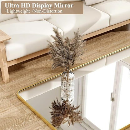 HARRITPURE 71"x32" Large Full Length Mirror - Rectangular Gold Aluminum Frame Floor Mirror with Stand for Bedroom, Living Room, Cloakroom, Full Body Reflection