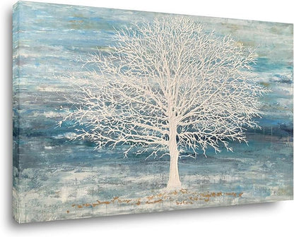 Yihui Arts Abstract Landscape Canvas Art Hand Painted 3D Tree Paintings with Gold Foil for Wall Decor Modern Artwork Pictures Living Room Bedroom Decoration