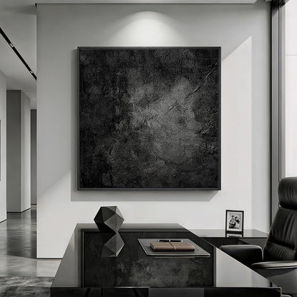 Extra Large Framed Black Abstract Wall Art for Living Room, Modern Square Canvas Painting Artwork for Walls, Minimalist Dark Moody Pictures for Bedroom Dining Room Hallway Office Wall Decor, 48x48 In