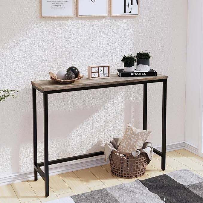 Timberer 39.4” Console Table, Hallway Entrance Table Sofa Table Behind Couch, for Living Room, Entryway, Easy Assembly, Accent Table,Grey