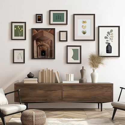 Momentworth 4x6 Picture Frame with Mat for 3.5x5, Distressed Black Wood Grain Gallery Wall Picture Frames for Tabletop or Wall Mounting(4 Pack, Black)