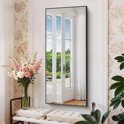 COFENY Black Bathroom Mirror for Wall, 20x48 Inch Rectangle Mirror with Metal Frame, Modern Vanity Mirrors for Bathroom Living Room, Entryway Hangs Horizontal or Vertical