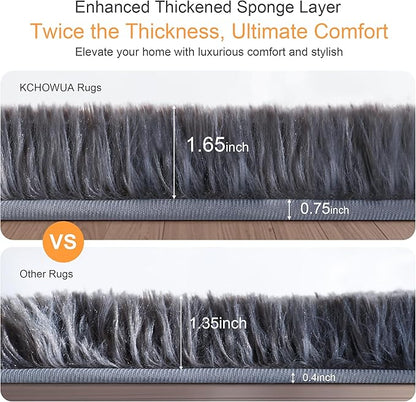 KICHOWUA Thick Area Rug Grey Fluffy Shag 5x8 for Bedroom Living Room Washable Plush Fuzzy Carpet for Kids Girls Boys Baby Room Nursery Soft Furry Shaggy Indoor Floor Non Slip Rugs for College Dorm