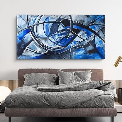 Abstract Wall Art Decor Modern Large Wall Art Pictures for Living Room Abstract Canvas Art Wall Decor Oversized Blue Wall Art Prints Black and White Wall Art Decor Home Office Decorations 35" X 70"