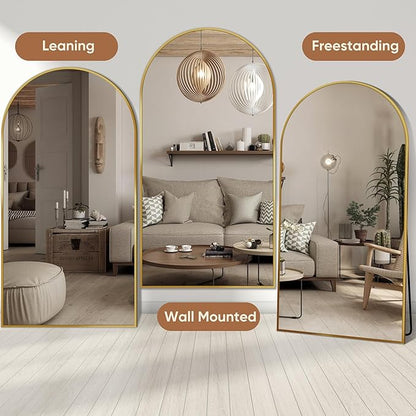 Full Length Mirror, 81"x41" Oversized Arched Mirror Large Standing Mirrors, Tall Mirrors Body Floor Mirror for Bedroom Living Room Aluminum Frame, Gold