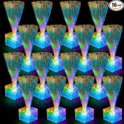Amylove 16 Pcs Mini Fiber Optic Lamp Bulk LED Light Color Changing Table Centerpiece Glow in The Dark Party Favors Supplies for Wedding Graduation Prom Birthday Disco Dance Decorations (6 Inch,Clear)
