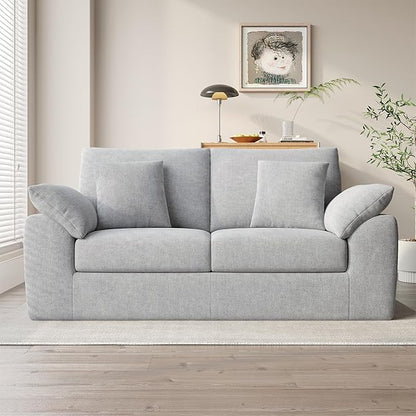 75.6" Modern Loveseat Sofa for Living Room, Cloud Boneless Couches with 4 Pillows, Mid Century Loveseat couches for Small Place, No Assembly Required, Light Grey