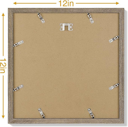 Vittanly 12x12 Picture Frames Set of 9, Display 8x8 Pictures with Mat or 12x12 without Mat, Photo Frames for Wall Mount, Engineered Wood, Grayish Brown
