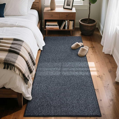 FinRèc 2x6 Washable Runner Rugs for Kitchen Hallway Bedroom, Low Pile Thin Rug Solid Color, Non-Slip Carpet Indoor for Home Decor (Grey Blue/White)