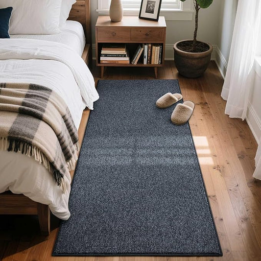 FinRèc 2x6 Washable Runner Rugs for Kitchen Hallway Bedroom, Low Pile Thin Rug Solid Color, Non-Slip Carpet Indoor for Home Decor (Grey Blue/White)