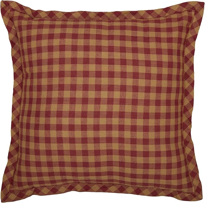 VHC Brands Ninepatch Star Prim Blessings Pillow 12x12 Country Bedding Accessory, Burgundy
