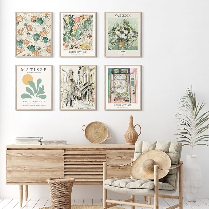 Habseligkeit Sage Green Master Wall Art Prints, Matisse Wall Art Exhibition Posters, Vintage Art Art Prints, Retro Room Decor for Aesthetic Bedroom(8x10inch, Unframed)