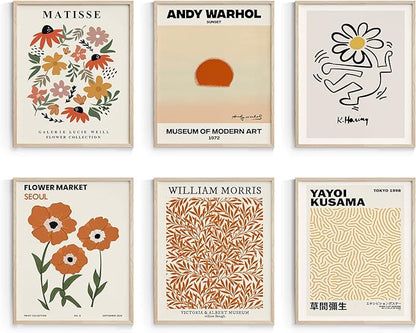 Habseligkeit Warm Matisse Wall Art Posters, Vintage Master Wall Decors,Retro Posters for Room Aesthetic Unframed, 11x14in, Set of 6