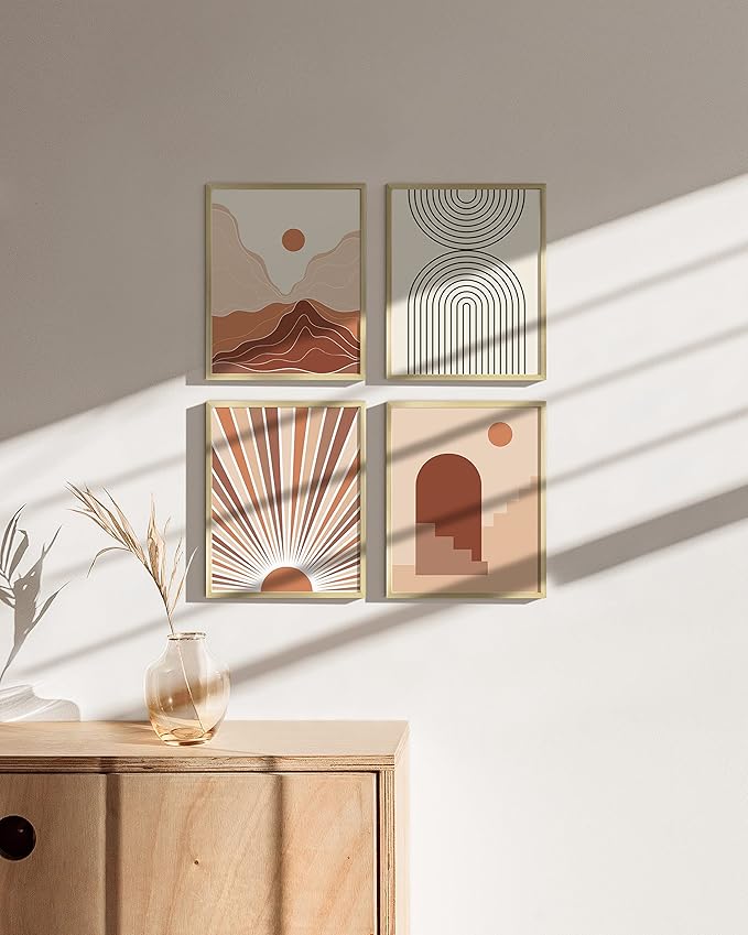 HAUS AND HUES 8x10 Gold Picture Frames - Modern Aluminum Wall Display - Lightweight Frames for Photos and Prints - Ready-to-Hang Vertically & Horizontally (Set of 4)