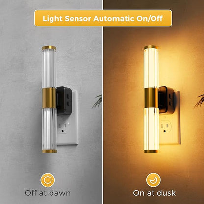 L LOHAS LED Night Lights Plug into Wall, RGB Color Changing Night Light for Kids, Acrylic Rotating Nightlight Dimmable with Light Sensor, for Bedroom Bathroom Hallway Children Christmas Party, 2 Pack