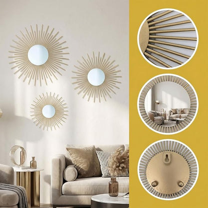 AIM & GGKK Gold Metal Wall Decor, Set of 3 Modern Metal Wall Art for Living Room, Minimalist Contemporary Gold Decor for Bedroom, Boho Accent Home Decoration
